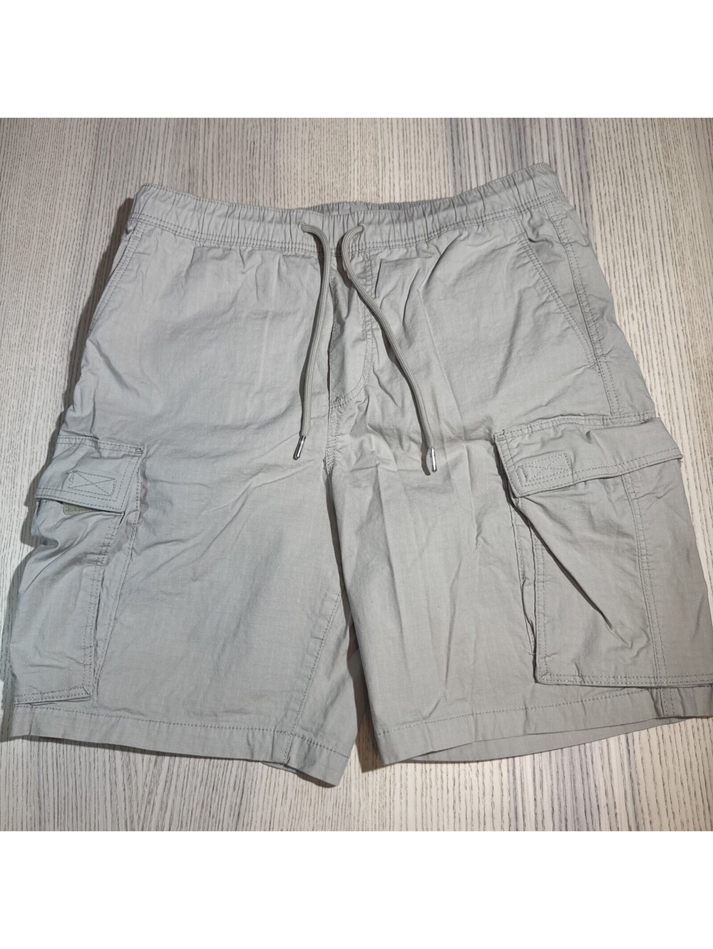 H&M Men's Cargo Shorts Regular Fit Elastic Waist Drawstring Beige Size Small